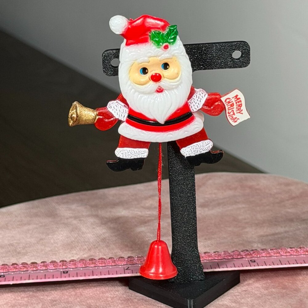 Vintage Pull String Santa Claus Christmas Ornament - 1960